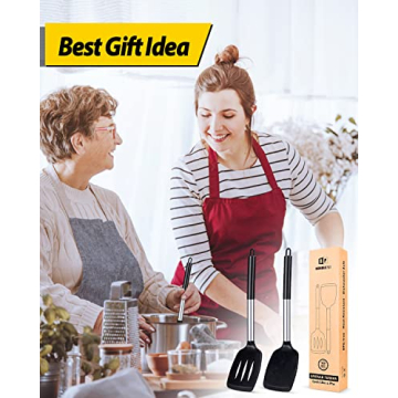 Silicone Turner Spatulas Set - 2 Pack Non-Stick Cooking