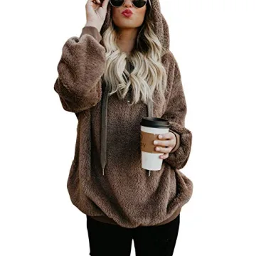 Oversized Sherpa Pullover Hoodie with Pockets