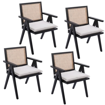 Guyou French Rattan Woven Dining Chairs Set of 4