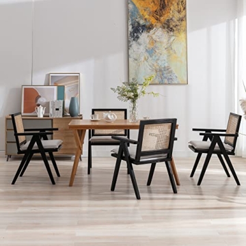 Guyou French Rattan Woven Dining Chairs Set of 4