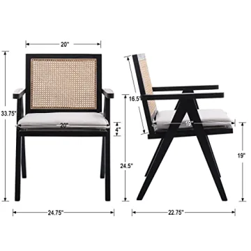 Guyou French Rattan Woven Dining Chairs Set of 4