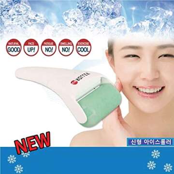 Ice Roller for Face and Eye Massage, Puffiness,Reduce Wrinkles,Cool Massage for Pain Relief and Migraine, New Skin Care Product(White Body) by Made In Korea