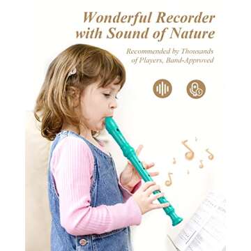 Eastar Soprano Recorder Instrument for Kids Beginner, German Fingering C Key Recorder Instrument 3Pi...