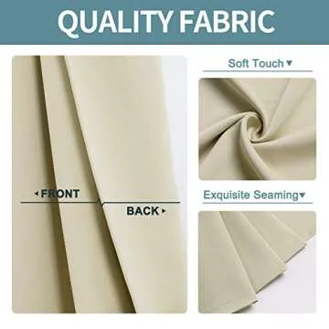 ChrisDowa Grommet Room Darkening Curtains for Bedroom and Living Room - 2 Panels Set Thermal Insulated Blackout Curtains (Beige, 42W x 63L)