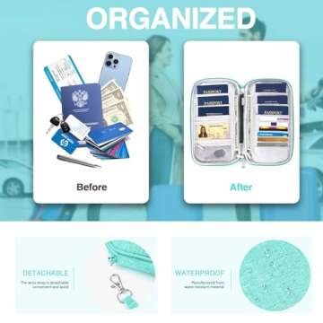 Passport Holder Family, Women Rfid Blocking Passport Wallet, Travel Essentials Premium Wallets, Waterproof Passport Holders Bag for Men Traveling, Travel Document Organizer Credit Cards Case