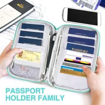 Passport Holder Family, Women Rfid Blocking Passport Wallet, Travel Essentials Premium Wallets, Waterproof Passport Holders Bag for Men Traveling, Travel Document Organizer Credit Cards Case