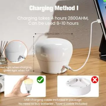 SCOPOW Magnetic and USB Charging 2IN1 Rechargeable Light Bulb with Remote Control Timer and 3 Color Temperature Battery Operated Light Bulb Dimmer Emergency LED Light Bulbs Detachable(E12, 2)