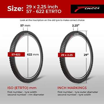 Fincci Pair 29 x 2.25 Inch Bike Tires 57-622 Foldable 60 TPI with Nylon Protection for Mountain Enduro Gravel MTB Hybrid Bicycle - Pack of 2 29x2.25 Tire