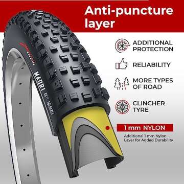 Fincci Pair 29 x 2.25 Inch Bike Tires 57-622 Foldable 60 TPI with Nylon Protection for Mountain Enduro Gravel MTB Hybrid Bicycle - Pack of 2 29x2.25 Tire