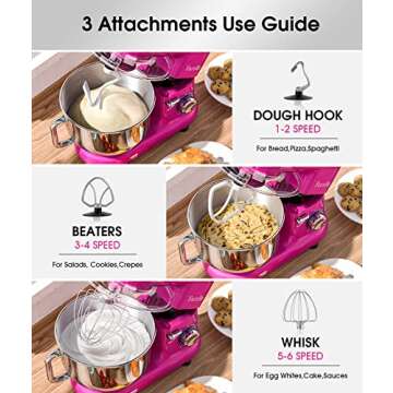 Facelle Stand Mixer, Electric Kitchen Mixer, 660W 6 Speed Tilt-Head stand mixer with Pulse Button, A...