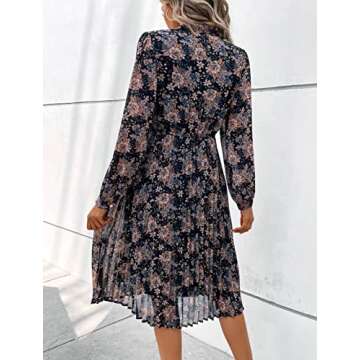 Elegant HAOKEKE Chiffon Dress for Women - Navy Print Style