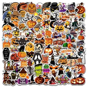 100PCS Non-Repeating Halloween Pumpkin Theme Stickers for Kids Parties and Gifts