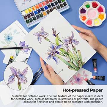 Paul Rubens Artist Quality Watercolor Paper - 100% Cotton, 40 Sheets, Acid-Free