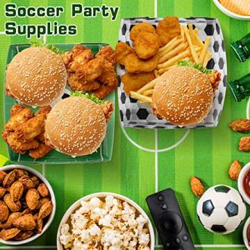 Sawysine 36 Pack Soccer Party Favors Large Soccer Plates 5lb Paper Serving Trays Nachos Food Boats Disposable Bowls for Carnival Birthday Party Decorations