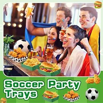 Sawysine 36 Pack Soccer Party Favors Large Soccer Plates 5lb Paper Serving Trays Nachos Food Boats Disposable Bowls for Carnival Birthday Party Decorations