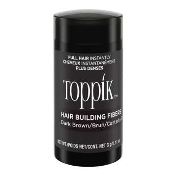Toppik Hair Building Fibers, Dark Brown, 3g, Fill In Fine or Thinning Hair, Instantly Thicker, Fulle...