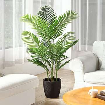 Fopamtri Artificial Areca Palm Plant 4.6 Feet Fake Palm Tree with 15 Trunks Faux Tree for Indoor Out...
