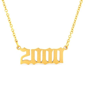 HUTINICE Birth Year Necklace,Year 2000 Charm Choker Chain 18K Gold Necklace For Women Number Pendant...