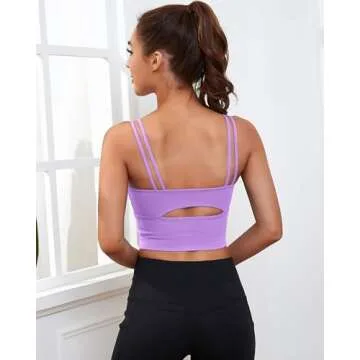 Everrysea Longline Sports Bra for Women Padded Workout Tank Tops Built in Bras Strappy Yoga Corp Top...
