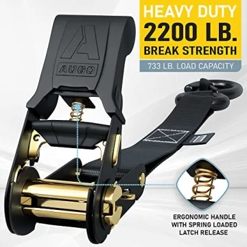 AUGO Heavy Duty Ratchet Straps 4 Pack - 2200 LB Strength