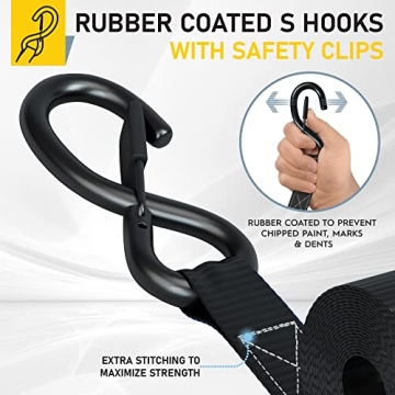 AUGO Heavy Duty Ratchet Straps 4 Pack - 2200 LB Strength