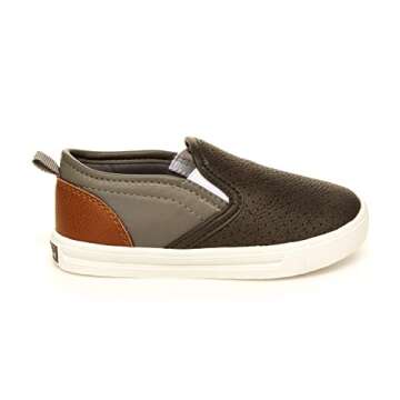 OshKosh B'Gosh Boy's Qiano Slip-On Sneaker, Grey, 5 Toddler
