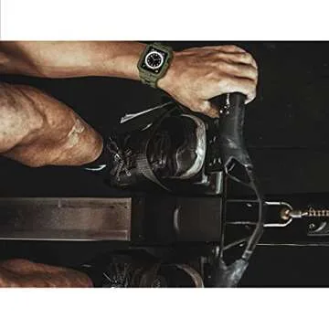 GELISHI Bands Compatible for Apple Watch Band 45mm 44mm 42mm, Men Sport Rugged Band with Protective Case for Watch Series 9 8 7/Series 6 SE 5 4 3, Army Green