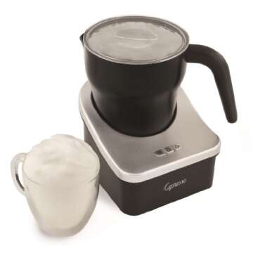 Capresso Froth Pro Milk Frother for Cappuccino, Espresso, Latte and Hot Chocolate, 7" x 5" x 6", Black/Matte Silver
