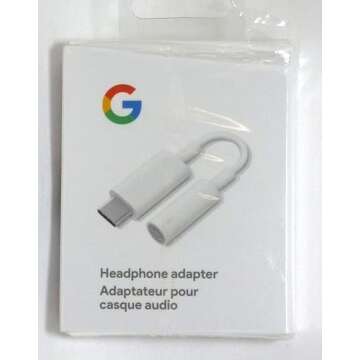 Google USB Type C to 3.5mm Headphone Adapter Pixel, XL, Pixel 2, XL, Pixel 3, Pixel 3XL, Other USB Type-C Phones - White