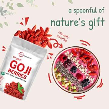 Organic Goji Berries, 32 Ounces | 100% Natural Sun-Dried Whole Fruit | Sulfate & Additive Free | Large Berry Form, Great Flavor for Drinks, Snacks, & Beverages | Non-GMO & Vegan