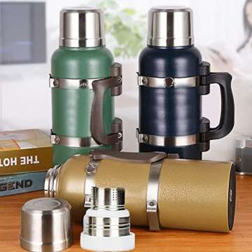 Stainless Steel Insulation Pot Cup Vacuum Flasks, Household/Outdoor Large-Capacity Portable Thermos, Car Travel Insulation Cup, Camping Coffee Pot With Handle, Keep Hot 24H