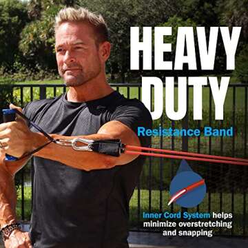 Bodylastics PRO Series Resistance Band Set - 7 Bands, Handles, Ankle Straps, Door Anchor, Carry Bag Heavy-Duty Stretch Exercise Bands-Patented Clips and Snap Reduction Tech (280 LBS Max Tension)