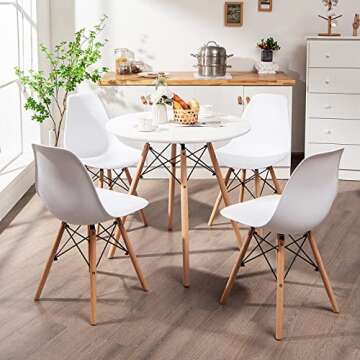 Giantex Round Dining Table Set for 4, 5-Piece Kitchen Table Chairs Set, Modern 31.5" D Dining Table ...