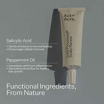 Act+Acre Cold Processed Scalp Renew Treatment with Salicylic Acid and Peppermint - Scalp Exfoliating Mask for Itchy Scalp, Dry and Oily Hair - Plant Based Anti Dandruff Treatment (1.2 Fluid Ounces)