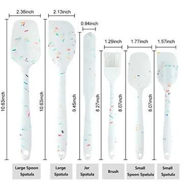 Shebaking Silicone Spatula Set 6 Piece Heat Resistant Rubber Spatulas Set for Baking Cooking and Mixing Kitchen Utensils Seamless One Piece Spatula with Stainless Steel Core Nonstick Dishwasher Safe