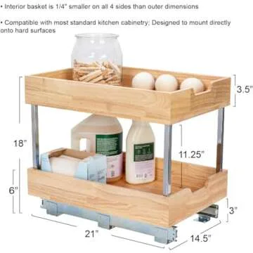 Durable 2 Tier Pull Out Cabinet Organizer for Kitchen