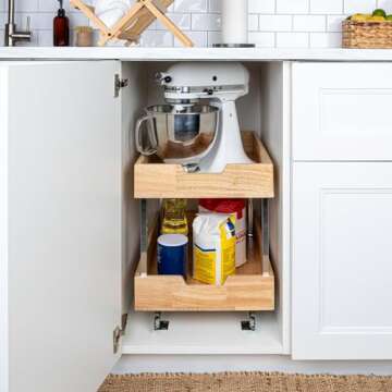 Durable 2 Tier Pull Out Cabinet Organizer for Kitchen