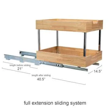 Durable 2 Tier Pull Out Cabinet Organizer for Kitchen