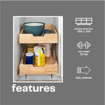 Durable 2 Tier Pull Out Cabinet Organizer for Kitchen