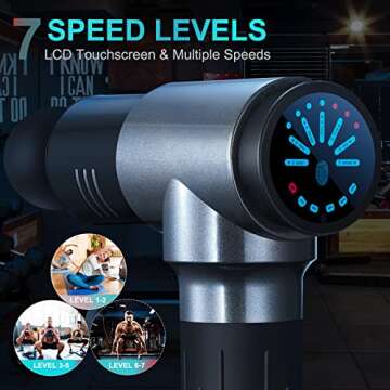 Massage Gun Deep Tissue, Handheld Percussion Muscle Massager Gun for Athletes Relaxation Therapy, Super Quiet Portable Shoulder Back Body Pain Relief Electric Massagers (Gray)