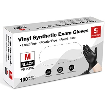 Schneider Black Vinyl Exam Gloves for Safe Cooking and Cleaning