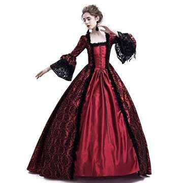 HFU Women's Renaissance Medieval Lace Ball Gown Costume