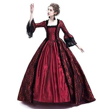 HFU Women's Renaissance Medieval Lace Ball Gown Costume