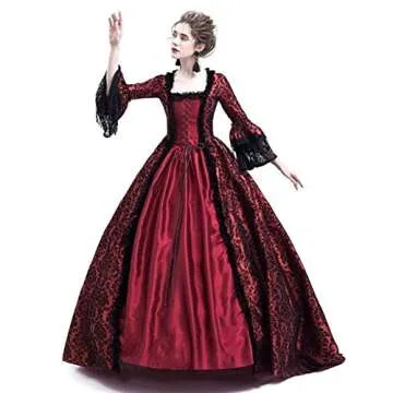 HFU Women's Renaissance Medieval Lace Ball Gown Costume