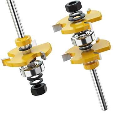 Premium Tongue and Groove Router Bit Tool Set for Woodworking