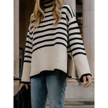 Gyrans Women's Casual Oversized Knit Pullover Sweater