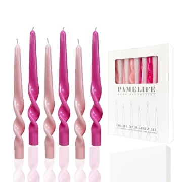 PAMELIFE Spiral Taper Candles Set of 6 Twisted Designs
