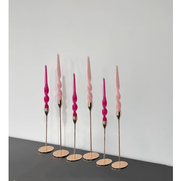 PAMELIFE Spiral Taper Candles Set of 6 Twisted Designs