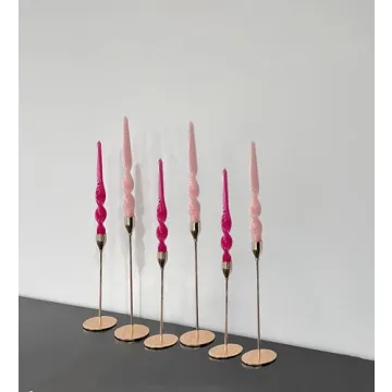 PAMELIFE Spiral Taper Candles Set of 6 Twisted Designs