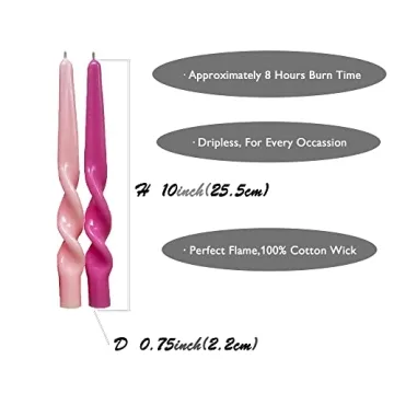 PAMELIFE Spiral Taper Candles Set of 6 Twisted Designs